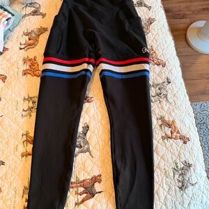 Bombshell Sportswear Black Leggings with Tricolor Stripes